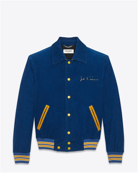 ysl jacke blau|YSL teddy bomber jacket.